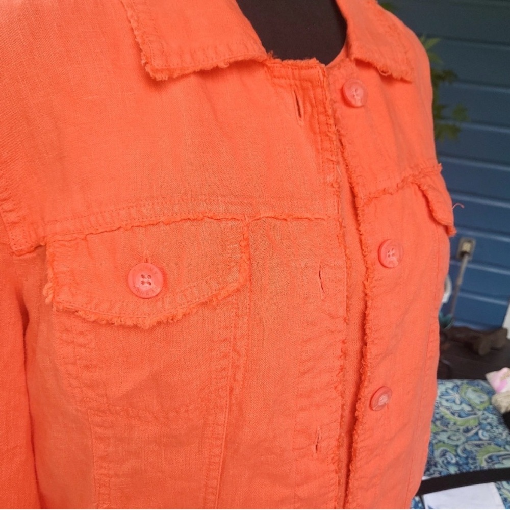 Tommy Bahama 100% Linen Orange Asymmetrical 2 piece dress and jacket